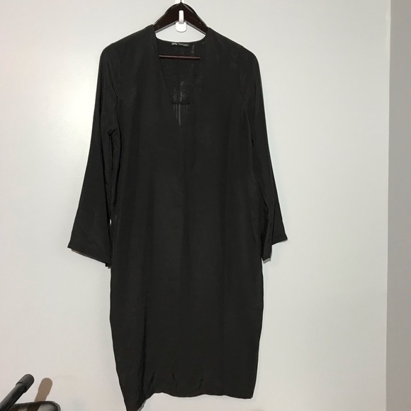 ZARA Black Pleated Back Tunic Dress - Picture 2 of 10